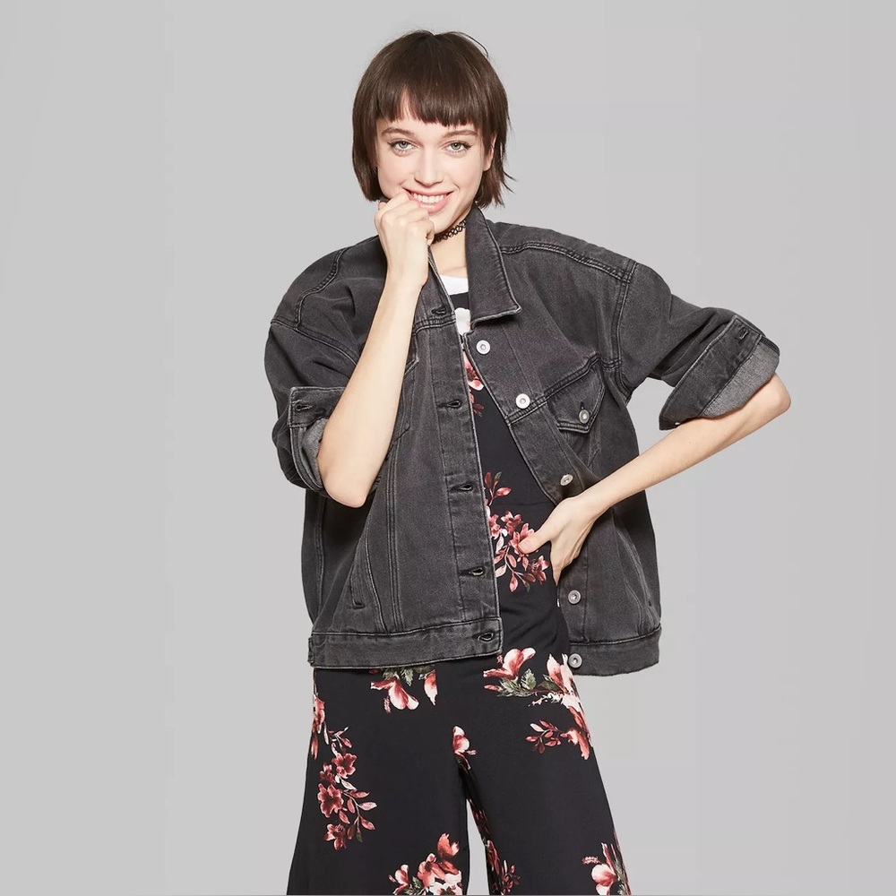 Wild Fable Black Jean Jacket Denim Coat Medium